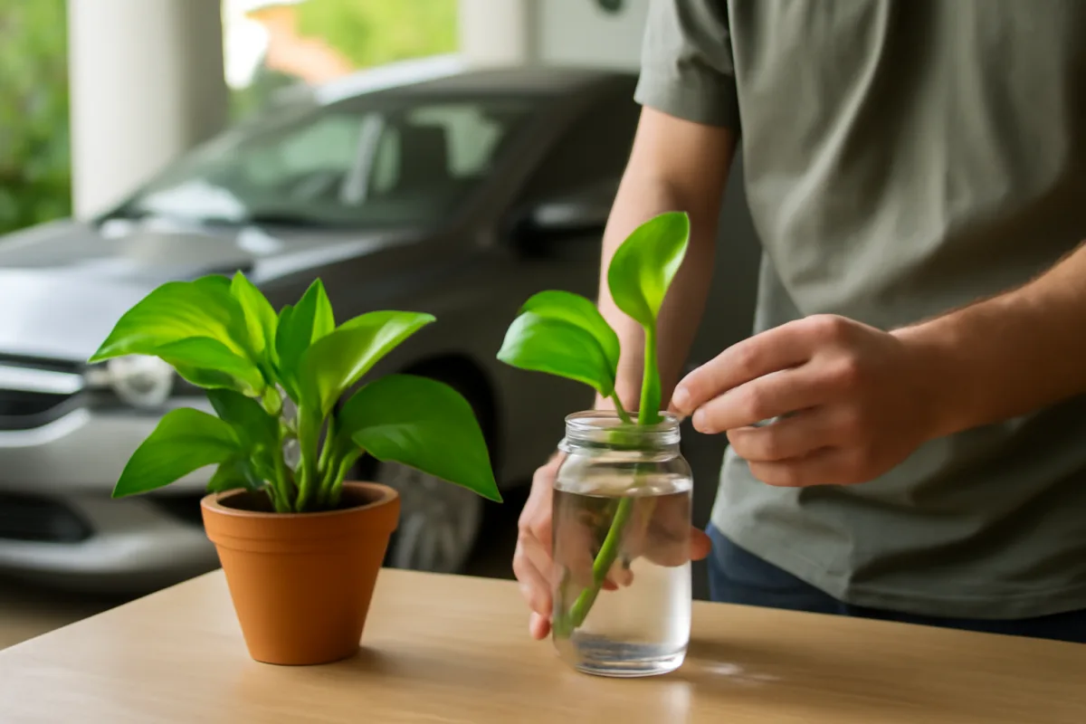 Moltiplicare il pothos in acqua: il metodo che accelera la radicazione