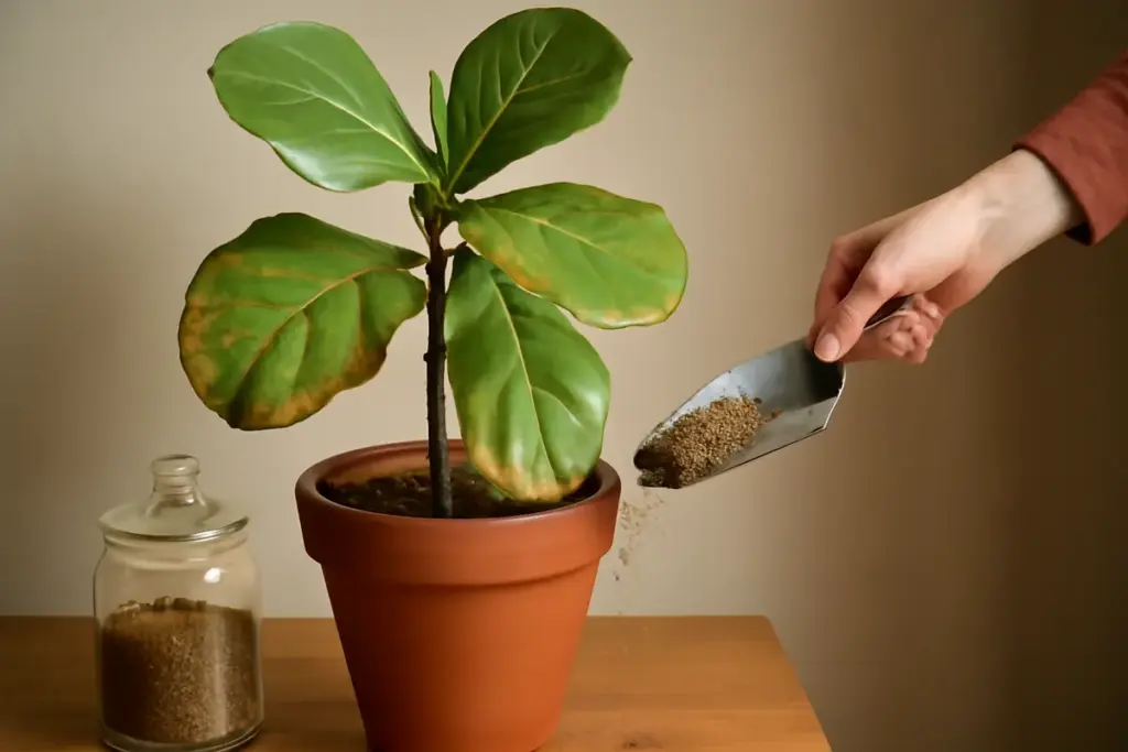 Ficus lyrata con foglie spente: quale concime naturale aiuta subito a recuperare il verde?